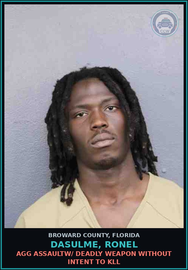 Booking mugshot of DASULME, RONEL in Broward County