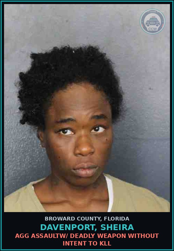 Booking mugshot of DAVENPORT, SHEIRA in Broward County