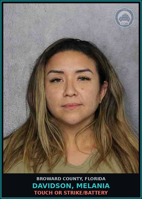 Booking mugshot of DAVIDSON, MELANIA in Broward County