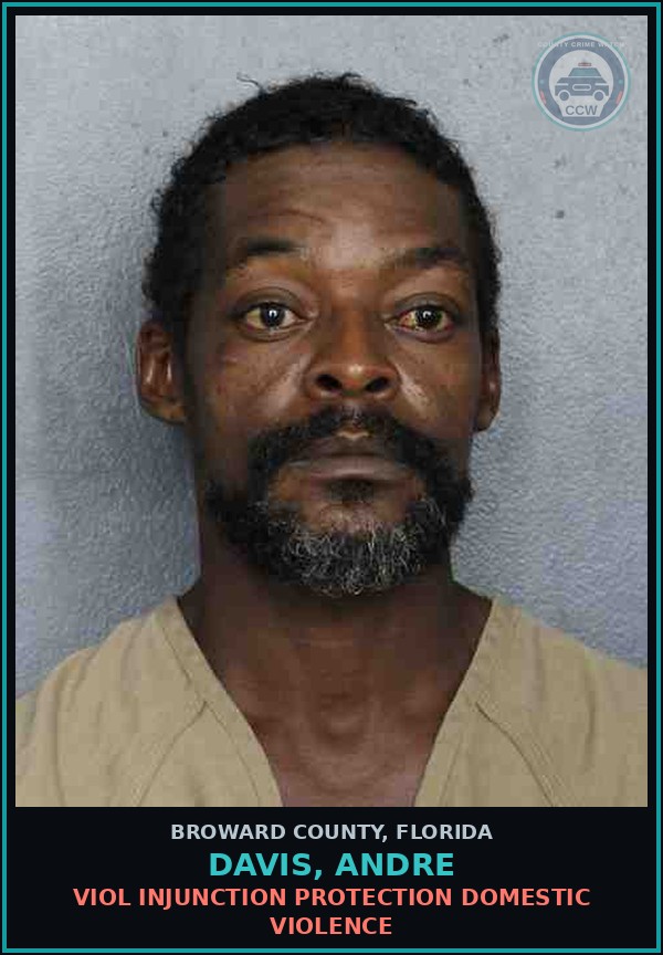 Booking mugshot of DAVIS, ANDRE in Broward County