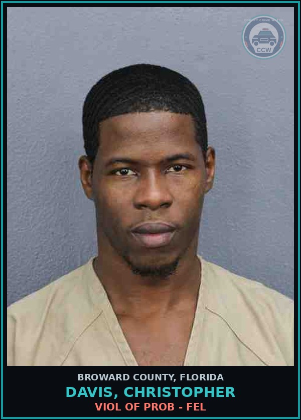 Booking mugshot of DAVIS, CHRISTOPHER in Broward County