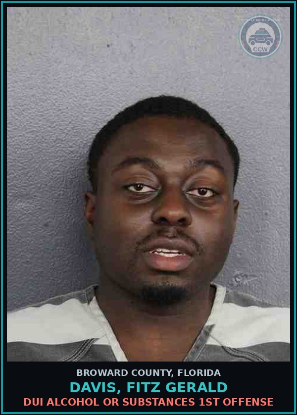 Booking mugshot of DAVIS, FITZ GERALD in Broward County
