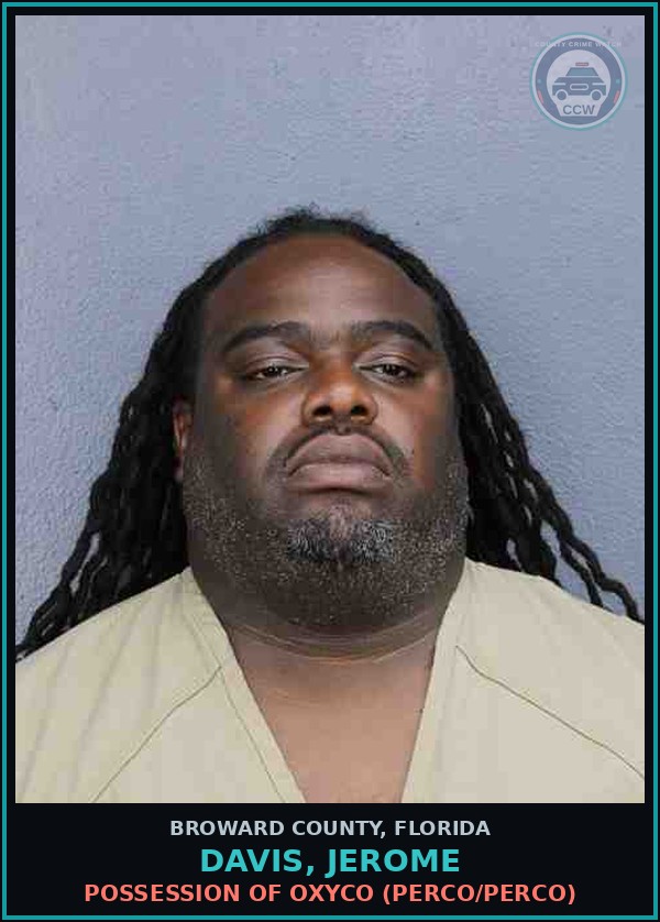 Booking mugshot of DAVIS, JEROME in Broward County