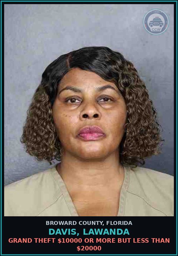 Booking mugshot of DAVIS, LAWANDA in Broward County