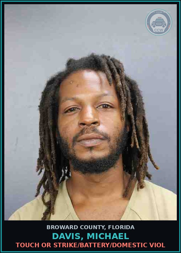 Booking mugshot of DAVIS, MICHAEL in Broward County