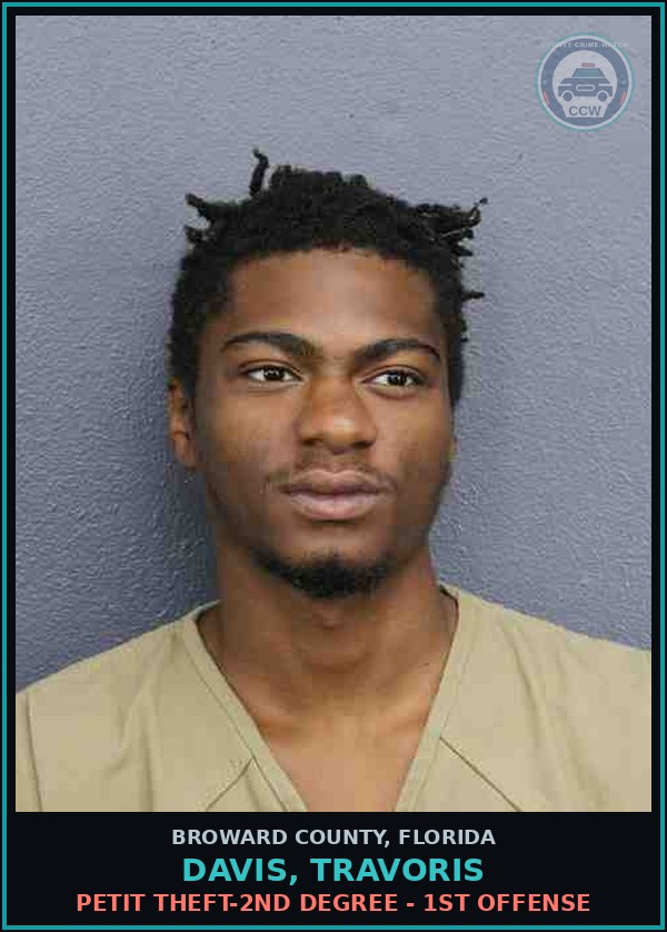 Booking mugshot of DAVIS, TRAVORIS in Broward County