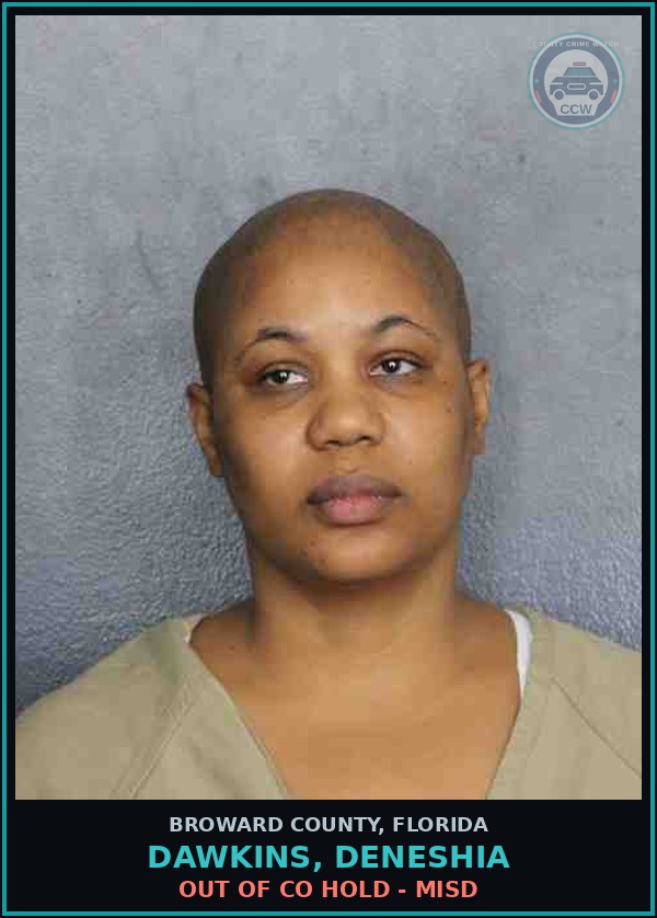 Booking mugshot of DAWKINS, DENESHIA in Broward County