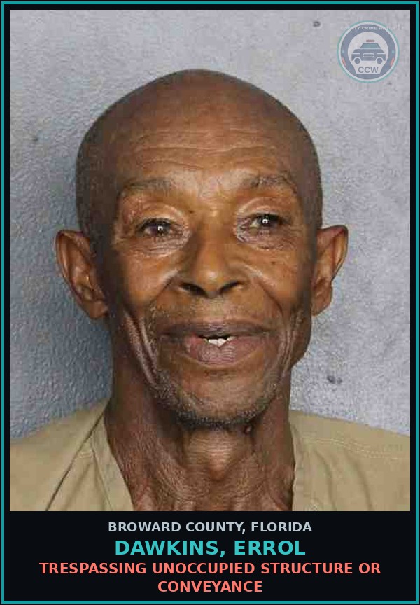 Booking mugshot of DAWKINS, ERROL in Broward County