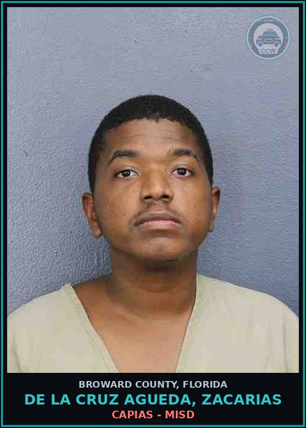 Booking mugshot of DE LA CRUZ AGUEDA, ZACARIAS in Broward County
