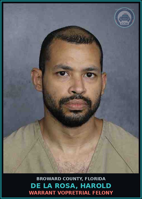 Booking mugshot of DE LA ROSA, HAROLD in Broward County