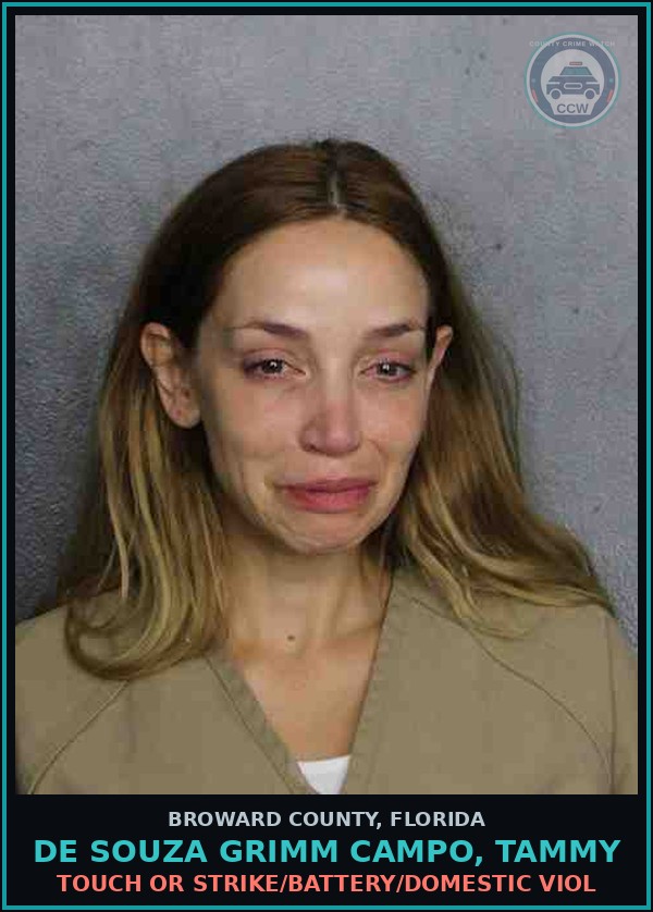 Booking mugshot of DE SOUZA GRIMM CAMPO, TAMMY in Broward County