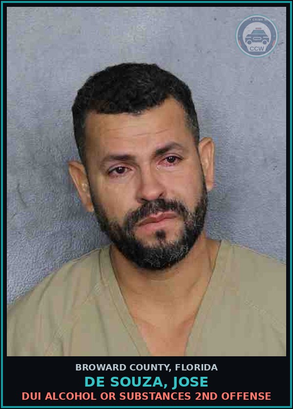 Booking mugshot of DE SOUZA, JOSE in Broward County