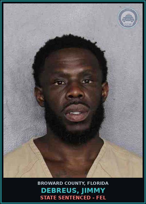 Booking mugshot of DEBREUS, JIMMY in Broward County