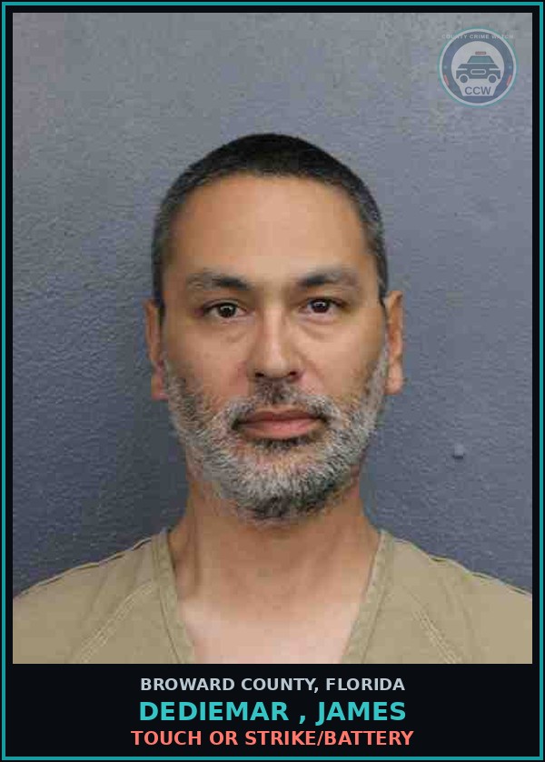 Booking mugshot of DEDIEMAR , JAMES in Broward County
