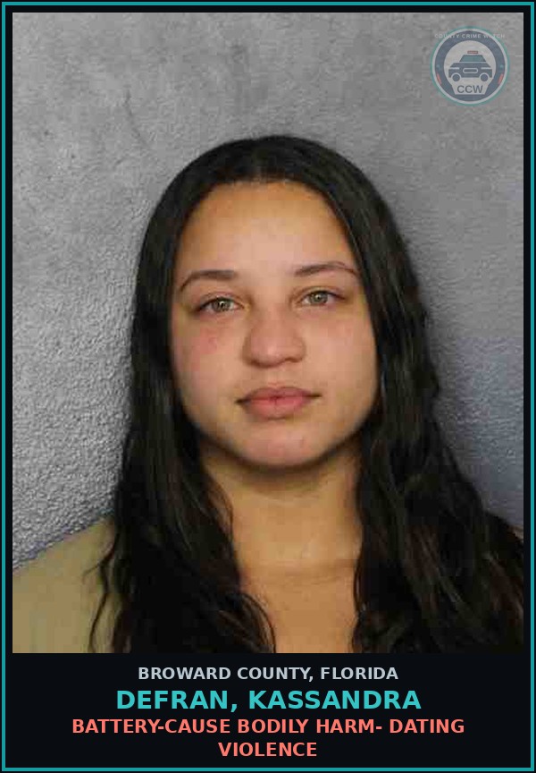 Booking mugshot of DEFRAN, KASSANDRA in Broward County