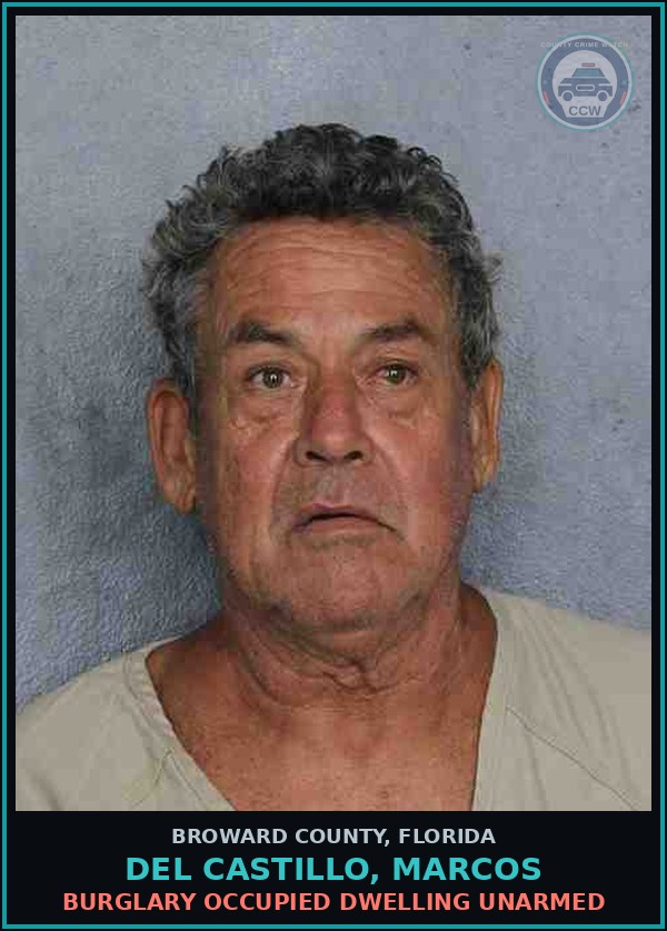 Booking mugshot of DEL CASTILLO, MARCOS in Broward County
