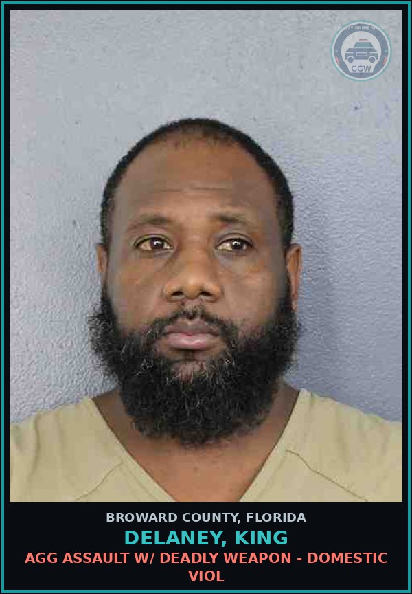 Booking mugshot of DELANEY, KING in Broward County