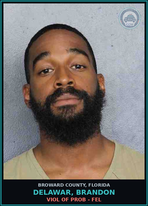 Booking mugshot of DELAWAR, BRANDON in Broward County