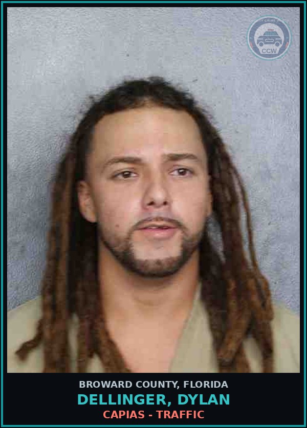Booking mugshot of DELLINGER, DYLAN in Broward County