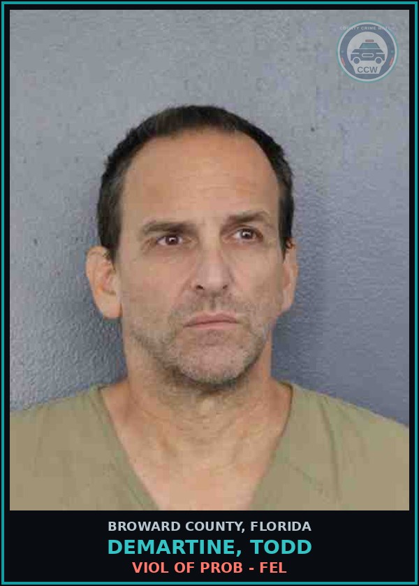 Booking mugshot of DEMARTINE, TODD in Broward County