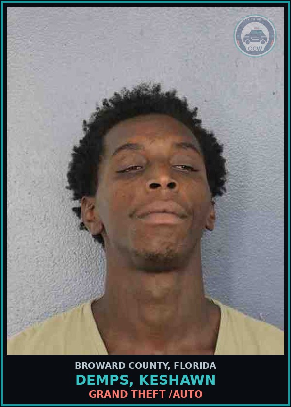 Booking mugshot of DEMPS, KESHAWN in Broward County