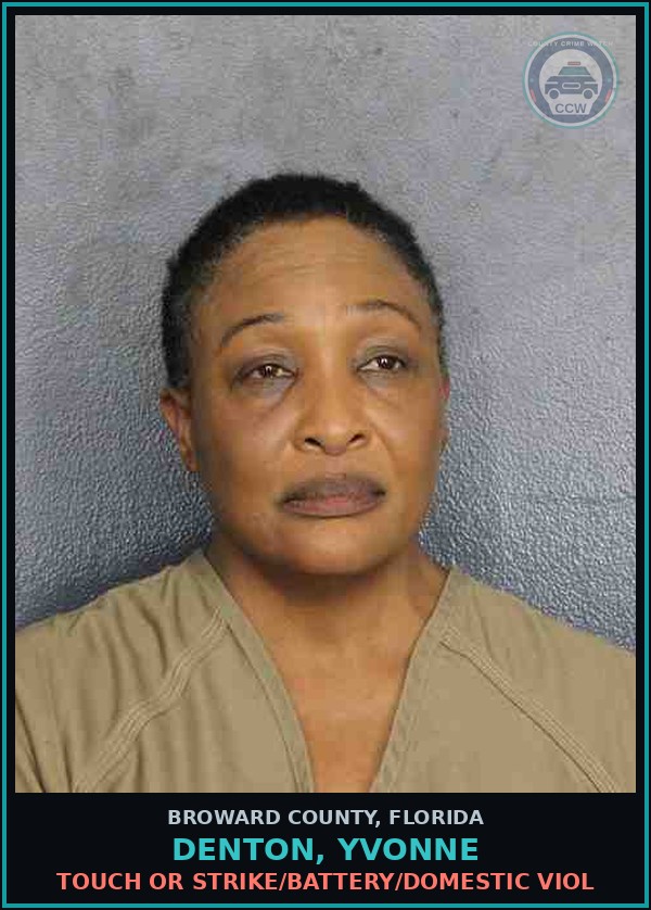 Booking mugshot of DENTON, YVONNE in Broward County