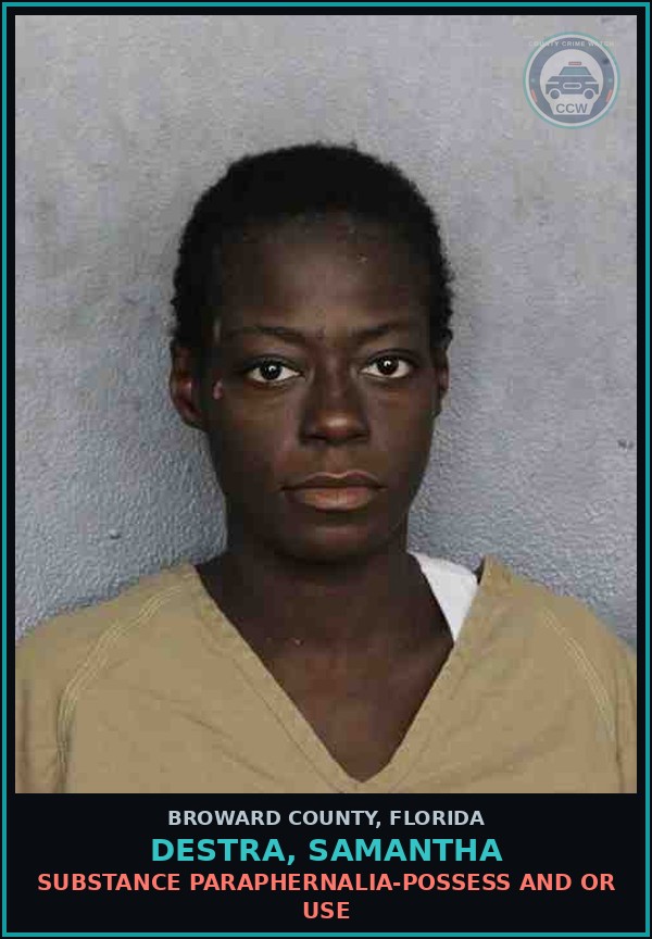 Booking mugshot of DESTRA, SAMANTHA in Broward County
