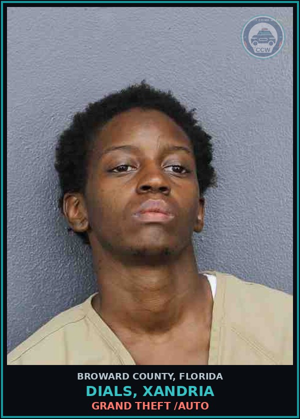 Booking mugshot of DIALS, XANDRIA in Broward County