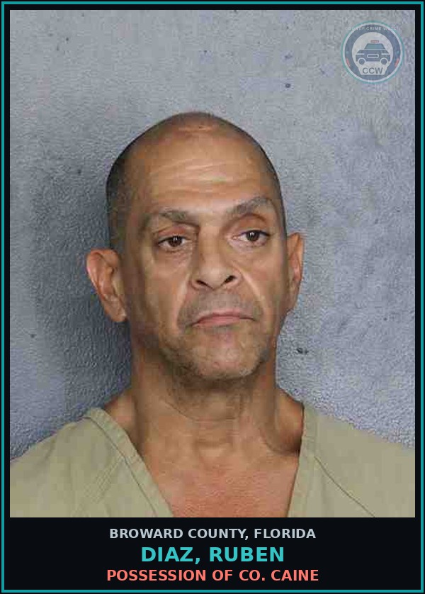 Booking mugshot of DIAZ, RUBEN in Broward County