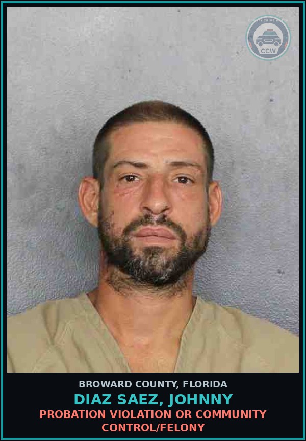 Booking mugshot of DIAZ SAEZ, JOHNNY in Broward County