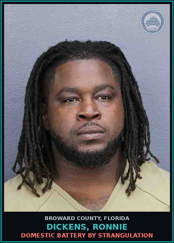 Booking mugshot of DICKENS, RONNIE in Broward County