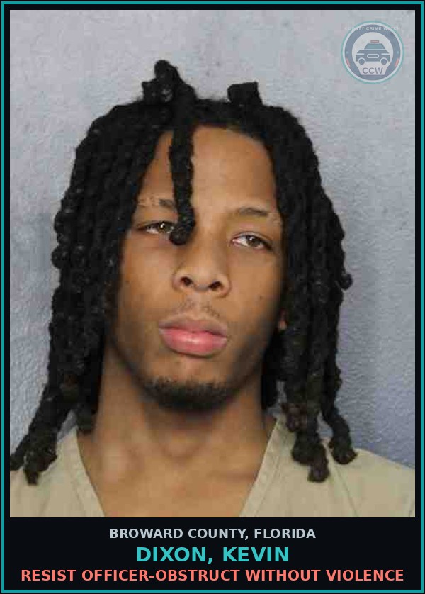 Booking mugshot of DIXON, KEVIN in Broward County