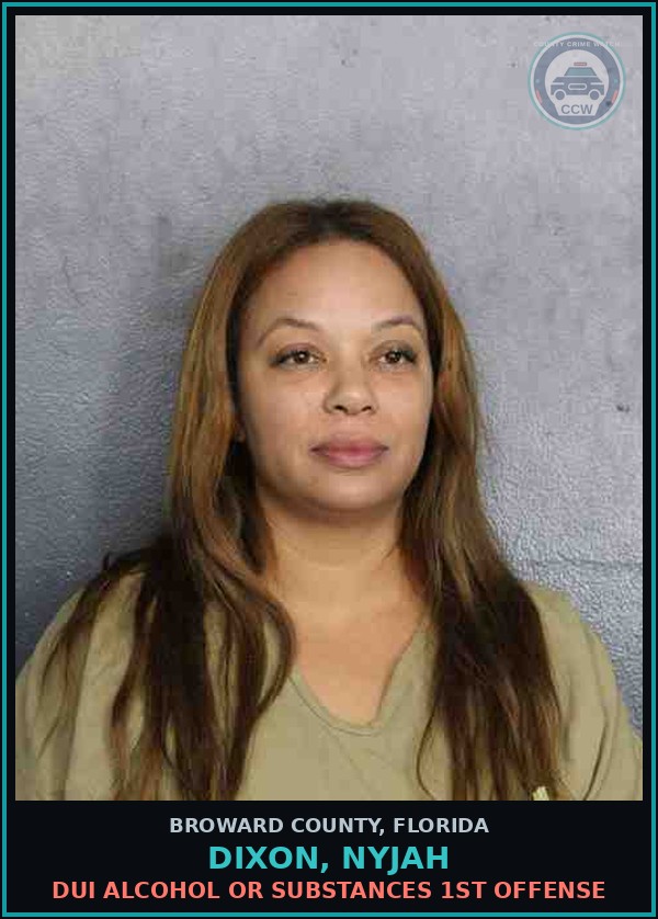 Booking mugshot of DIXON, NYJAH in Broward County