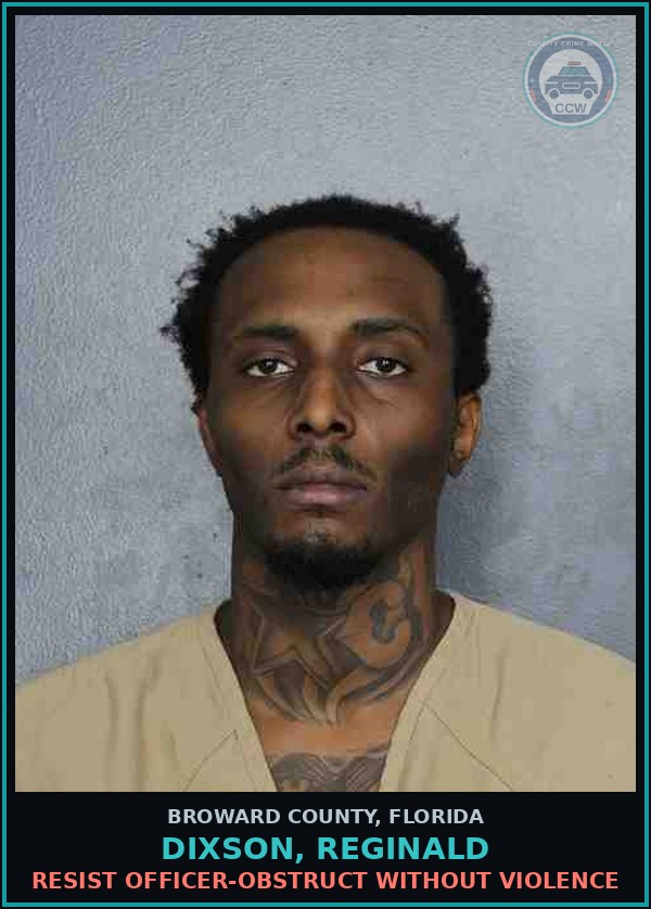 Booking mugshot of DIXSON, REGINALD in Broward County