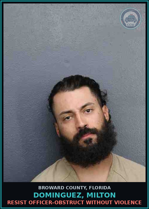 Booking mugshot of DOMINGUEZ, MILTON in Broward County