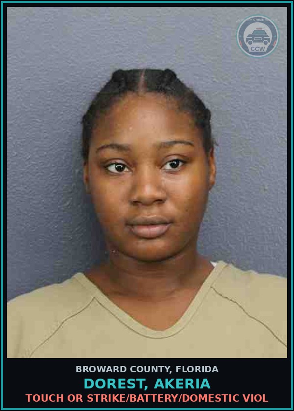 Booking mugshot of DOREST, AKERIA in Broward County