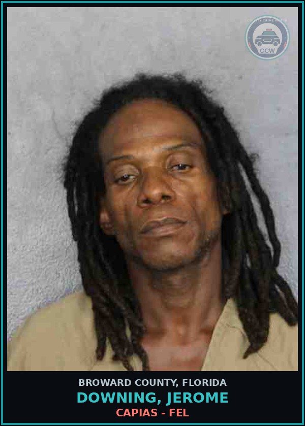 Booking mugshot of DOWNING, JEROME in Broward County