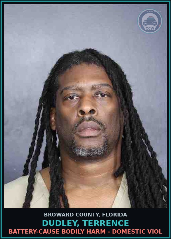 Booking mugshot of DUDLEY, TERRENCE in Broward County