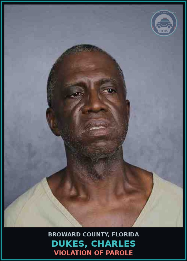 Booking mugshot of DUKES, CHARLES in Broward County