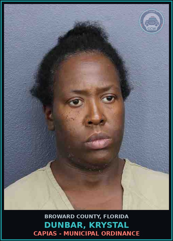 Booking mugshot of DUNBAR, KRYSTAL in Broward County