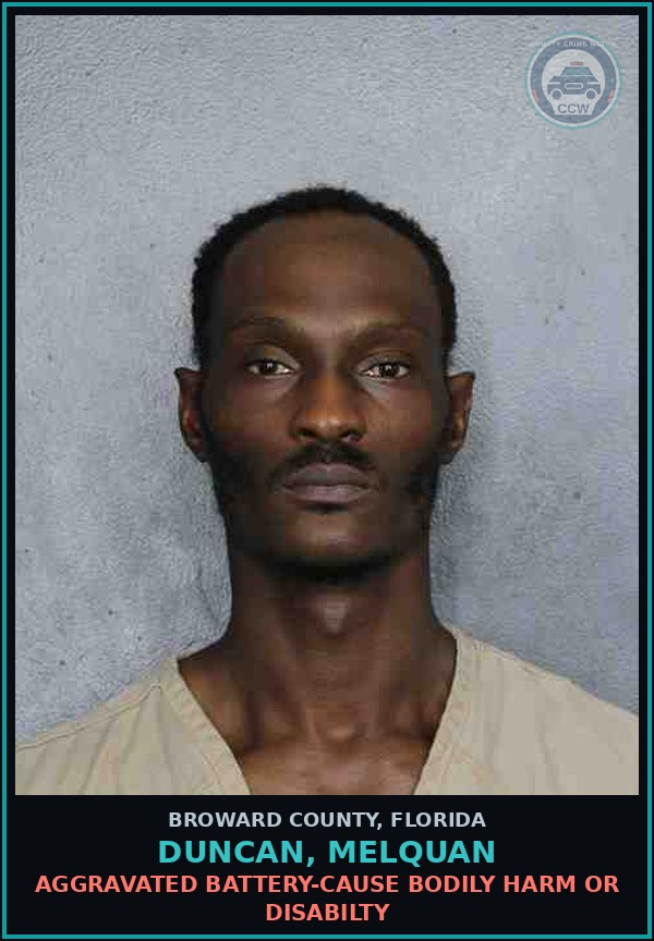 Booking mugshot of DUNCAN, MELQUAN in Broward County