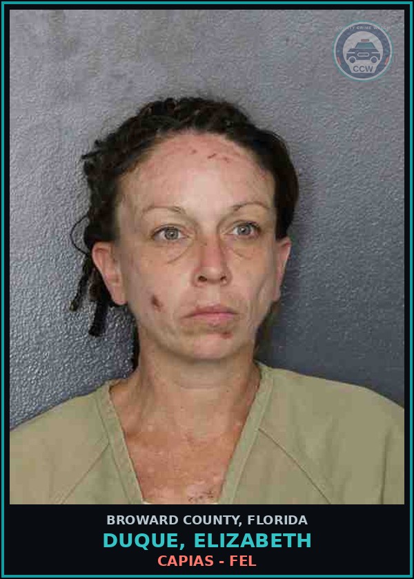 Booking mugshot of DUQUE, ELIZABETH in Broward County