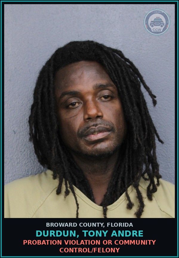 Booking mugshot of DURDUN, TONY ANDRE in Broward County