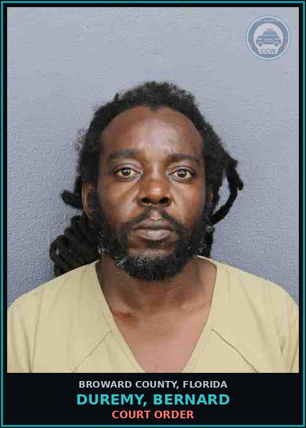 Booking mugshot of DUREMY, BERNARD in Broward County