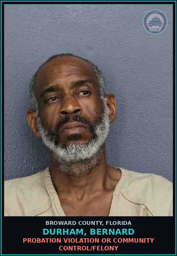 Booking mugshot of DURHAM, BERNARD in Broward County