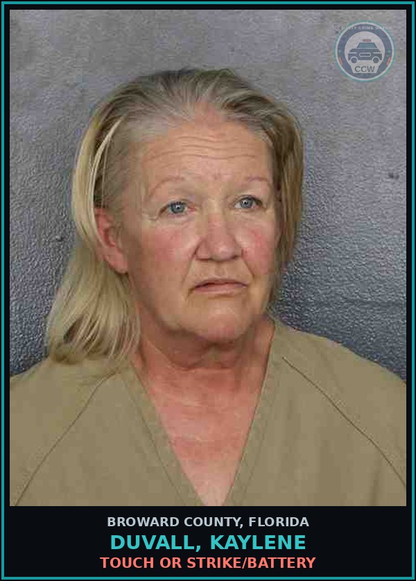 Booking mugshot of DUVALL, KAYLENE in Broward County