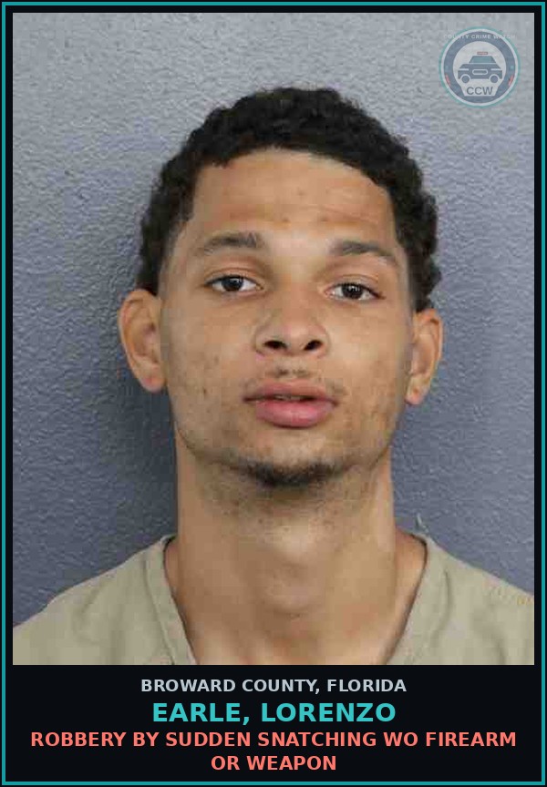 Booking mugshot of EARLE, LORENZO in Broward County