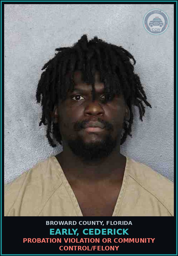 Booking mugshot of EARLY, CEDERICK in Broward County