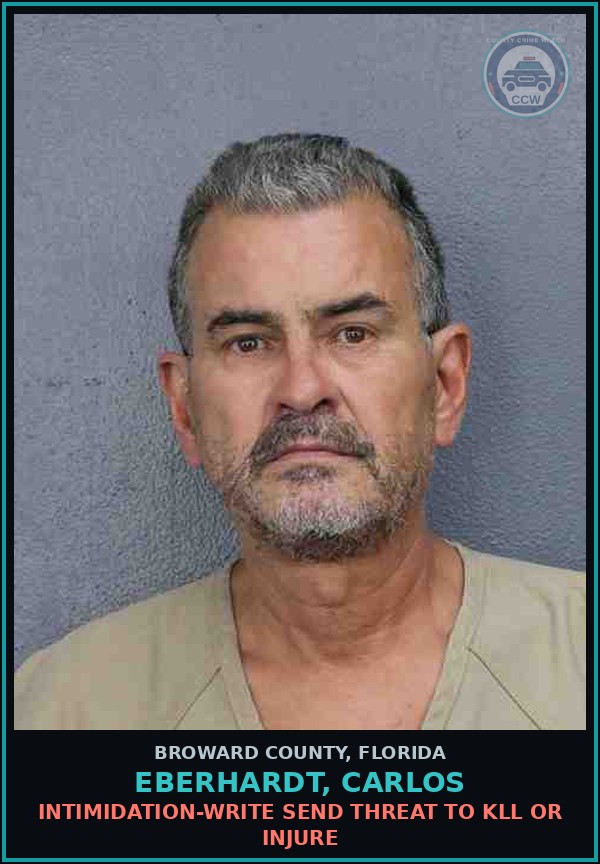 Booking mugshot of EBERHARDT, CARLOS in Broward County