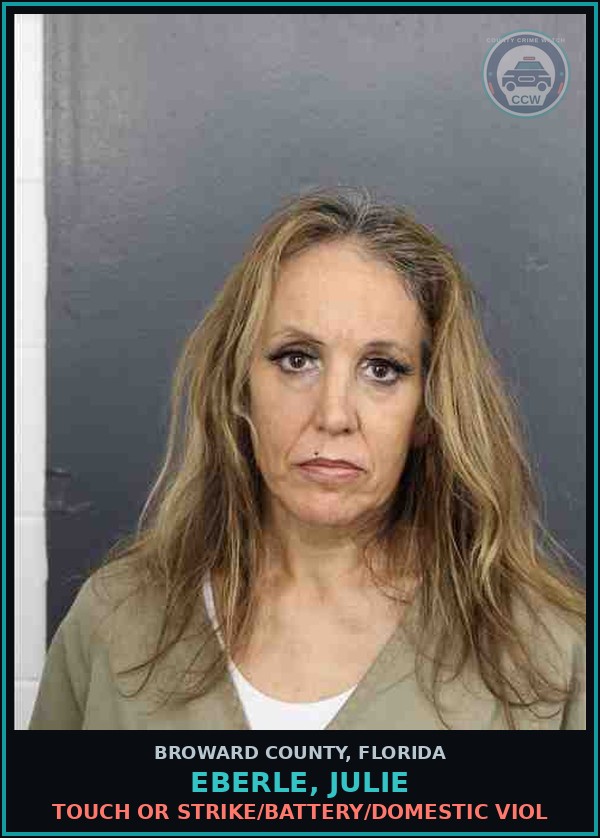 Booking mugshot of EBERLE, JULIE in Broward County